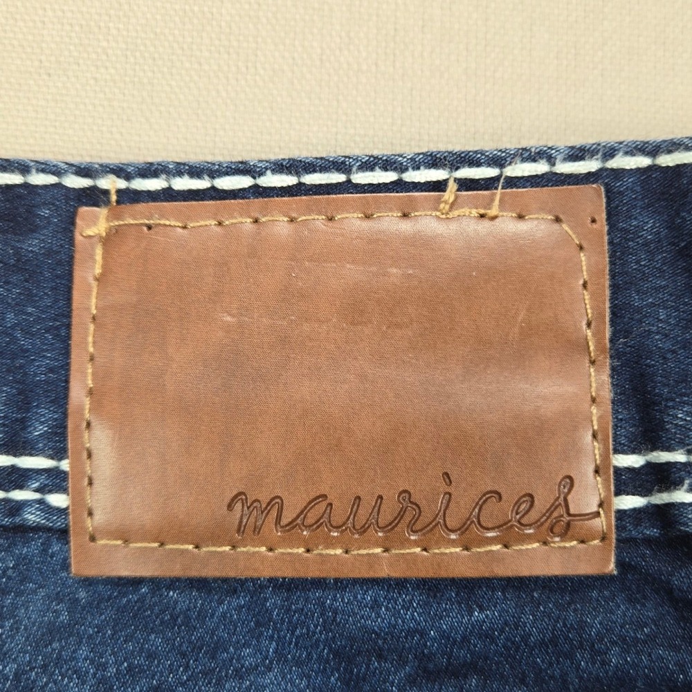 Maurices Jeans Dark Wash Contrast Stitch Sequin Pocket Blue Womens 20 REG - Picture 3 of 13